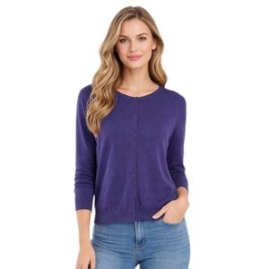 Ann Taylor Purple Button-Up Cardigan – Size M
